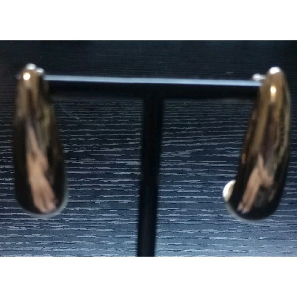 Vintage Gold Tone Modernist Crescent Post Earrings Sculptural Minimalist 1990s‎